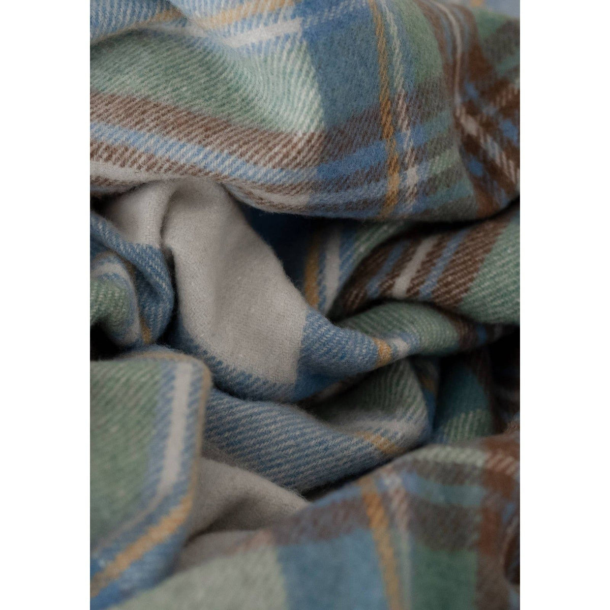 Stewart Blue Plaid Recycled Wool Blanket
