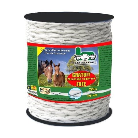 Matélevage - White Electroplastic Rope for Electric Fence, 200m 