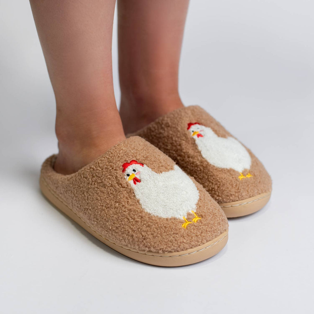 American Farm Company - Brown Chicken Plush Slippers