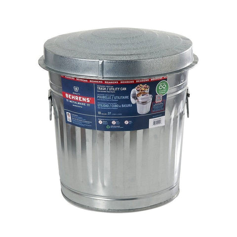 Poubelle utilitaire de (10 gallons) en acier galvanisé avec couvercle - Behrens