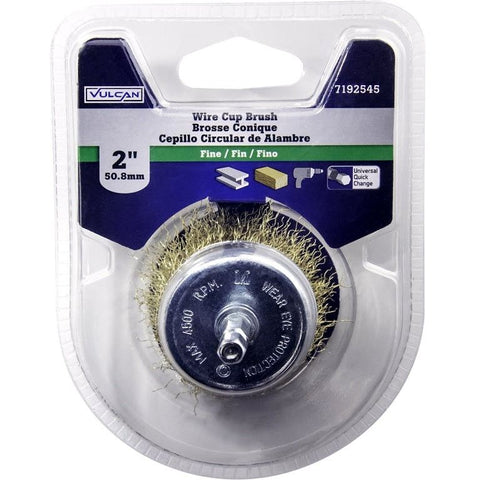 Brosse coupelle métallique 2 po, tige 1/4 po pour perceuse - Vulcan