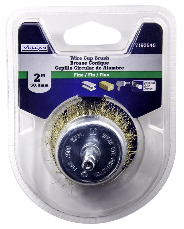 Brosse coupelle métallique 2 po, tige 1/4 po pour perceuse - Vulcan
