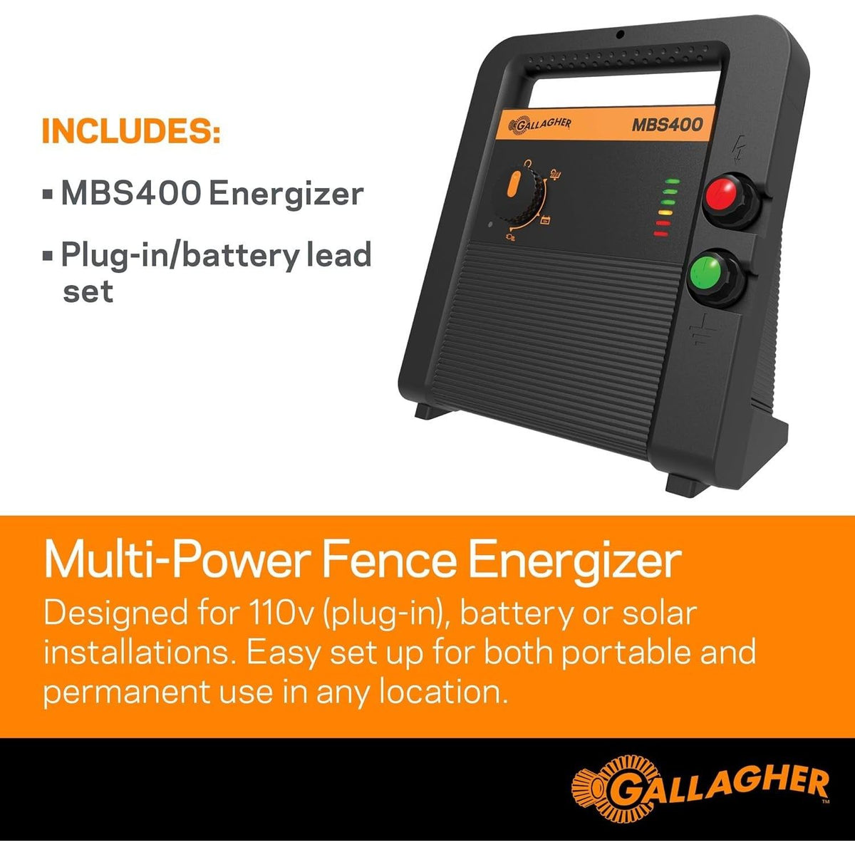 Gallagher - MBS400 Dual Power Fence Energizer 