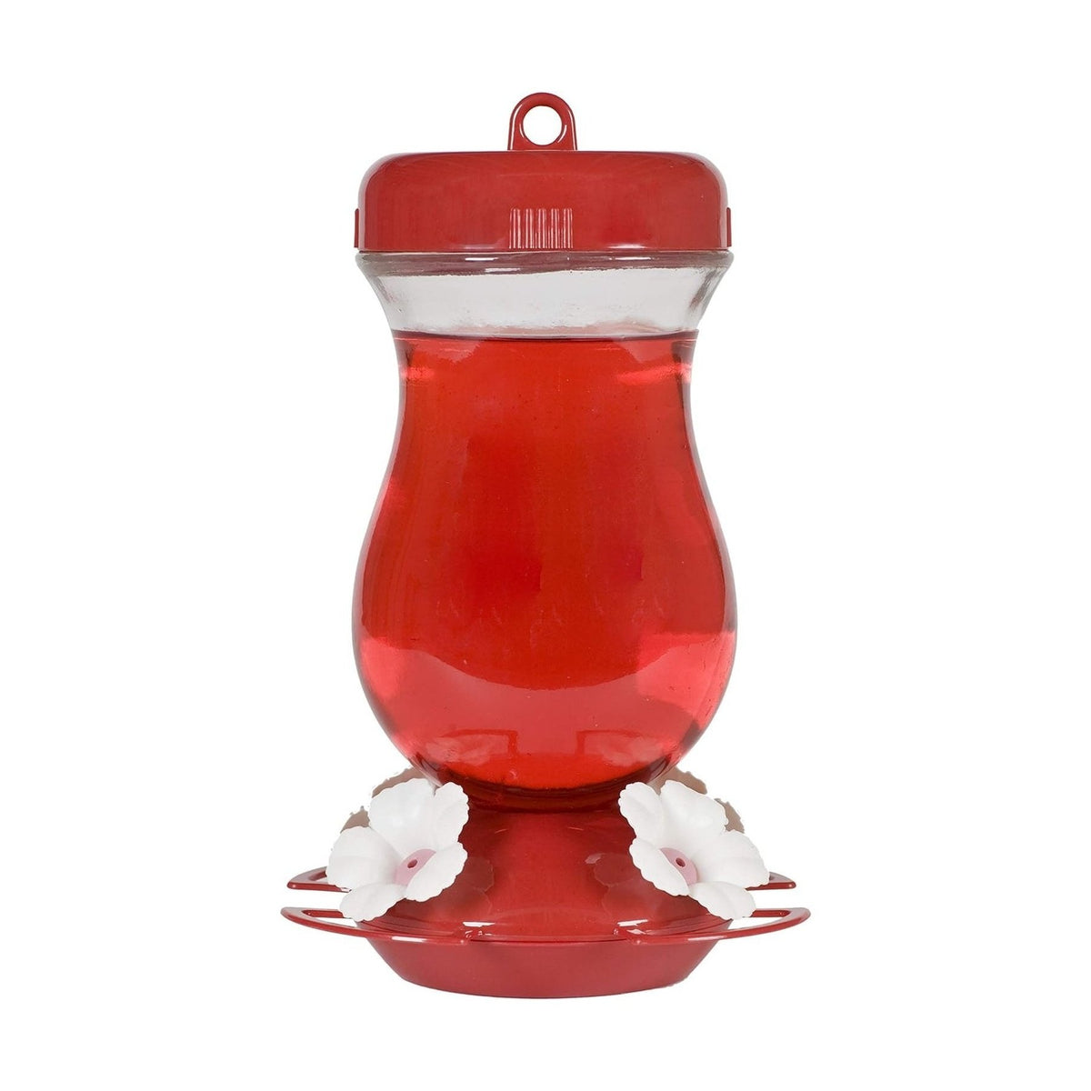 Perky's Finest 24 oz. White Flower Glass Top Fill Hummingbird Feeder