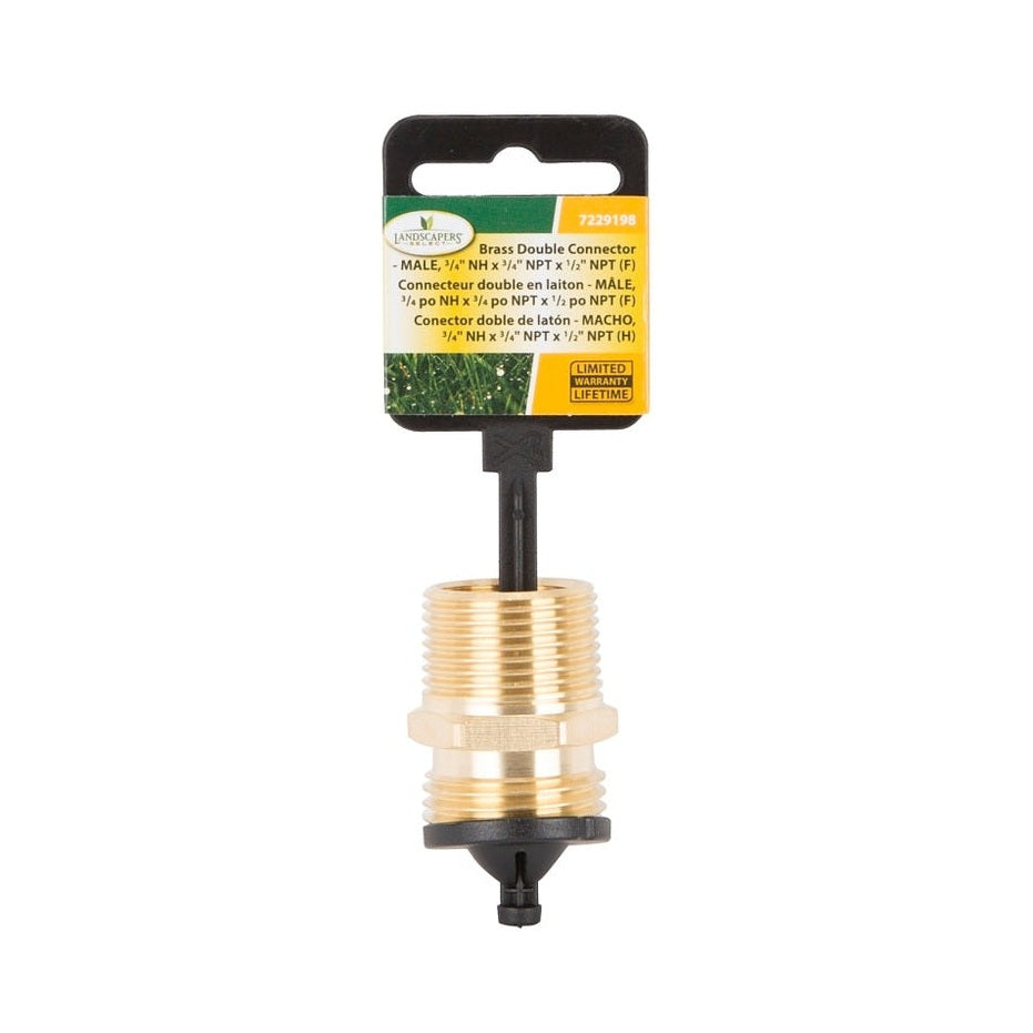 Raccord de tuyau, 3/4 NH x 3/4 NPT x 1/2 NPT po, laiton - Landscapers Select