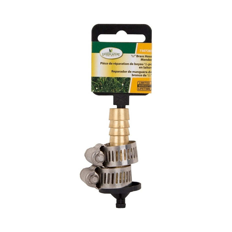 Landscapers Select - Hose Mender with Clamps, 1/2 in. Male, Brass
