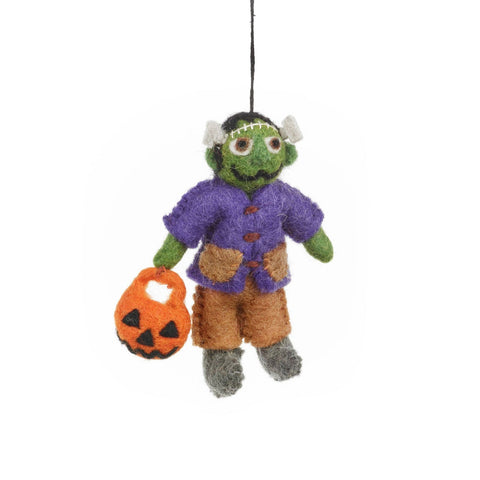 Décoration d'Halloween à suspendre en feutre fait à la main en forme de Frankenstein