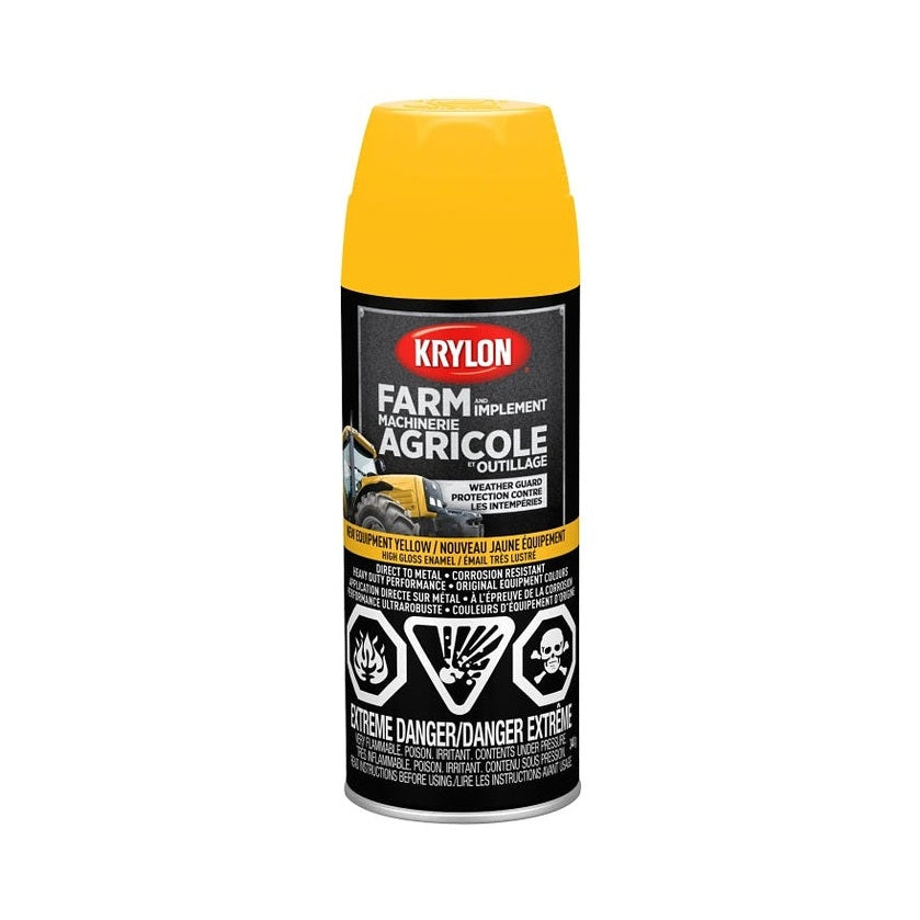 Peinture en aérosol pour fermes et outils agricoles (Jaune Caterpillar) - Krylon