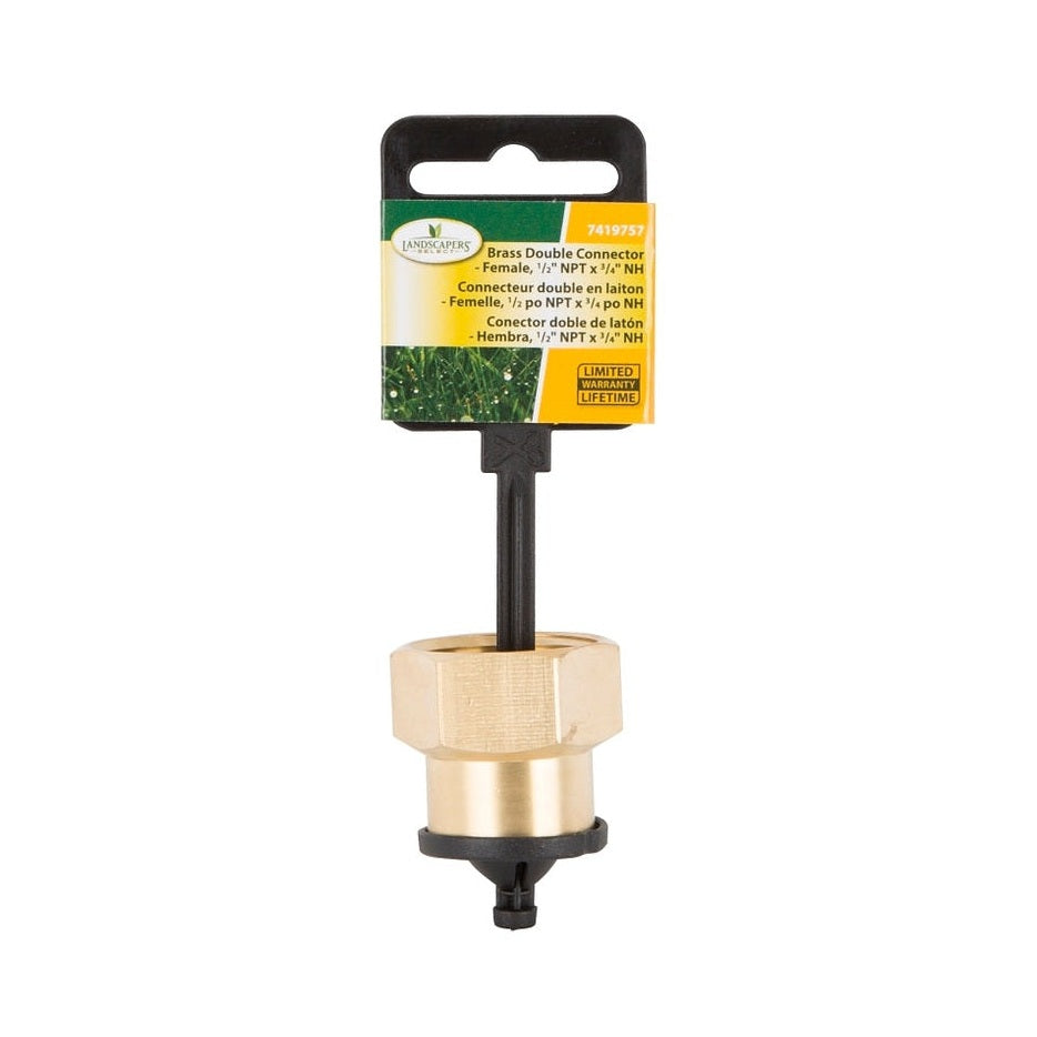 Raccord de tuyau d'arrosage, 1/2 NPT x 3/4 NH po, laiton - Landscapers Select