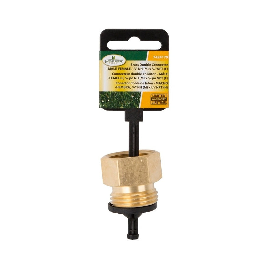 Landscapers Select - Garden Hose Connector, 3/4 MH x 3/4 FTP in, Brass