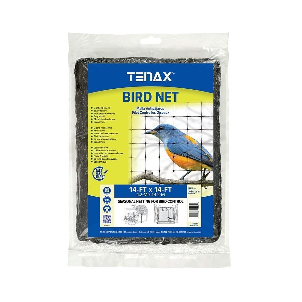 Filet anti-oiseaux en plastique noire, 14 x 14 pi - TENAX