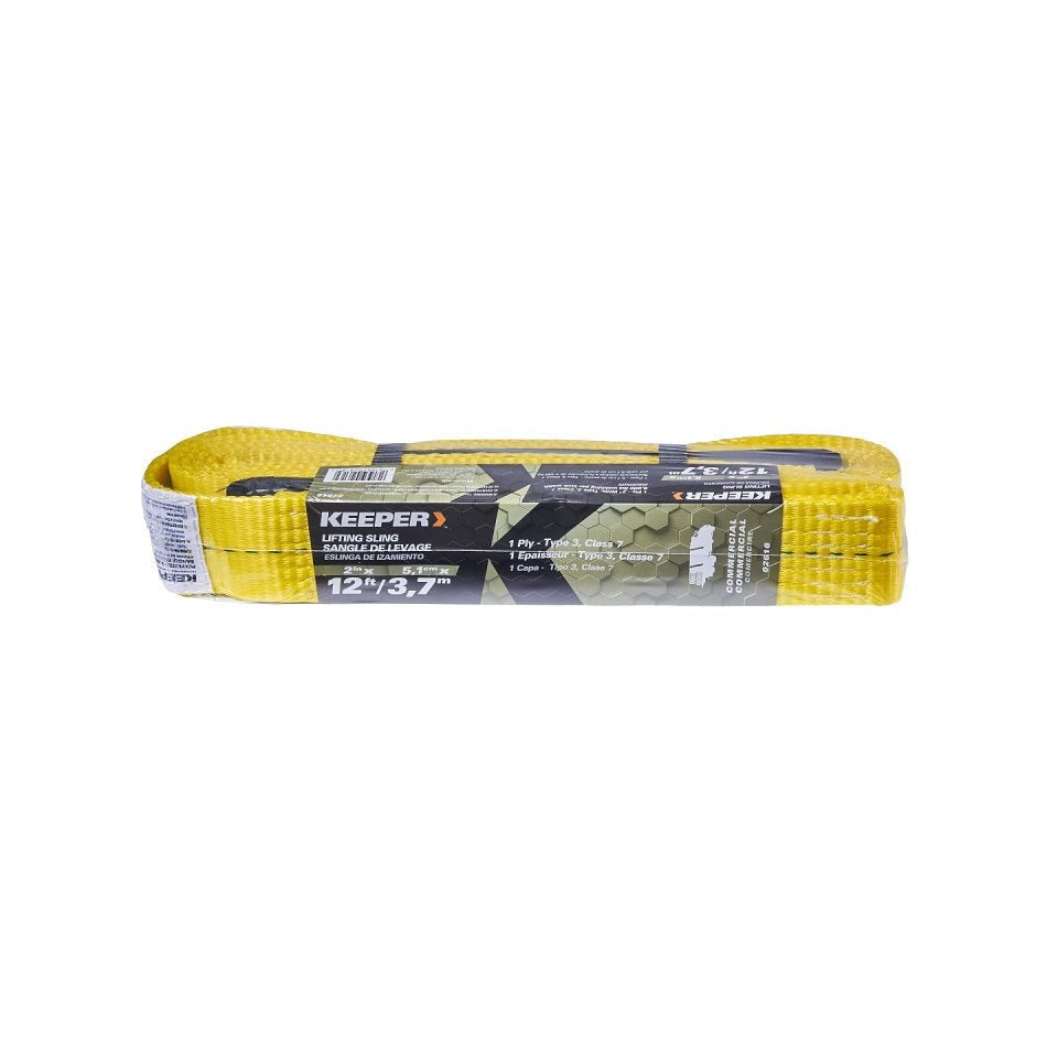 Sangle de levage  2" largeur, 12' longueur, (3100 lb), polyester, jaune - Keeper
