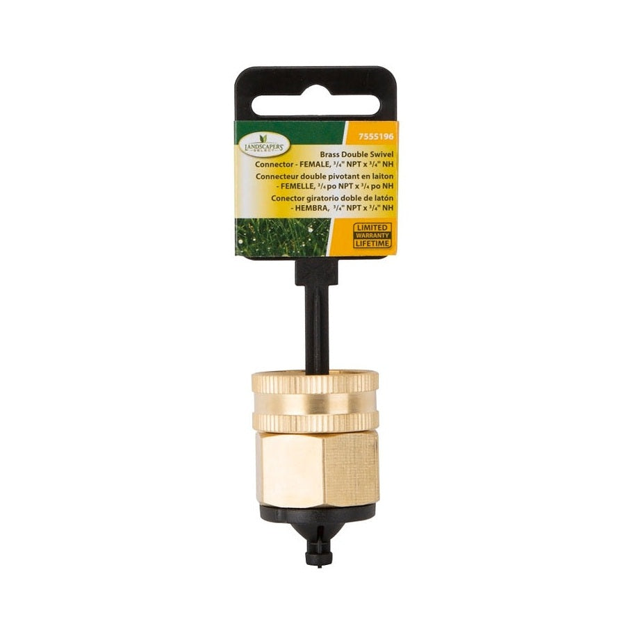 Raccord pivotant de tuyau d'arrosage, 3/4 NPT x 3/4 NH po, laiton - Landscapers Select