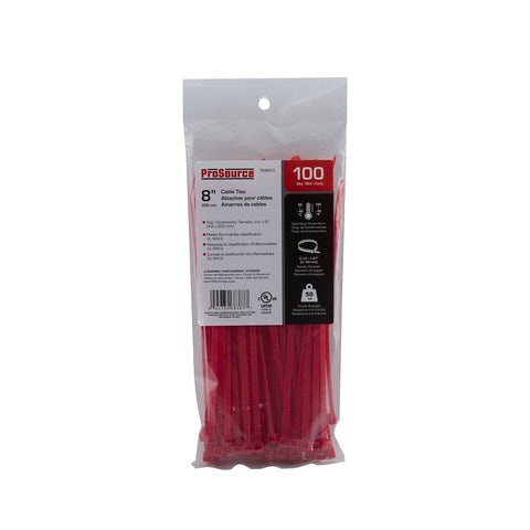ProSource - Self-Locking Cable Tie (8"), 50 lb, Red Nylon 