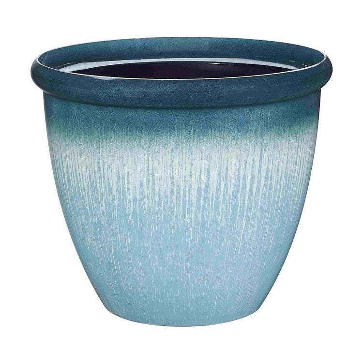 Landscapers Select - Resin Flower Pot with a Glossy Blue Finish 