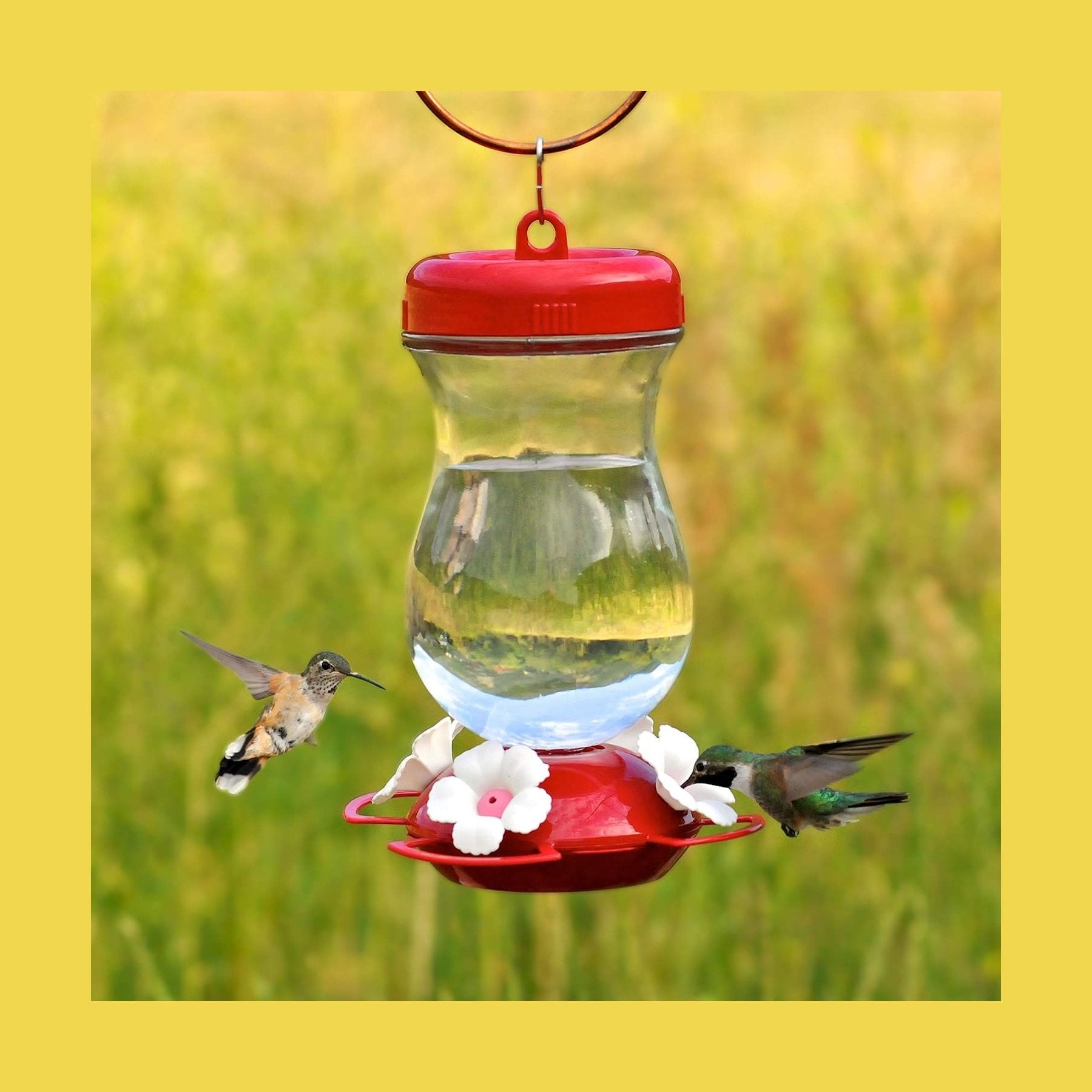 Perky's Finest 24 oz. White Flower Glass Top Fill Hummingbird Feeder
