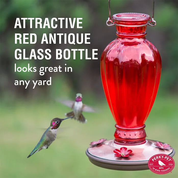 Perky-Pet® Daisy Vase Vintage Glass Hummingbird Feeder