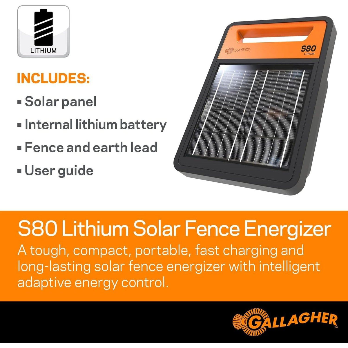 S80 Électrificateur solaire au lithium - Gallagher