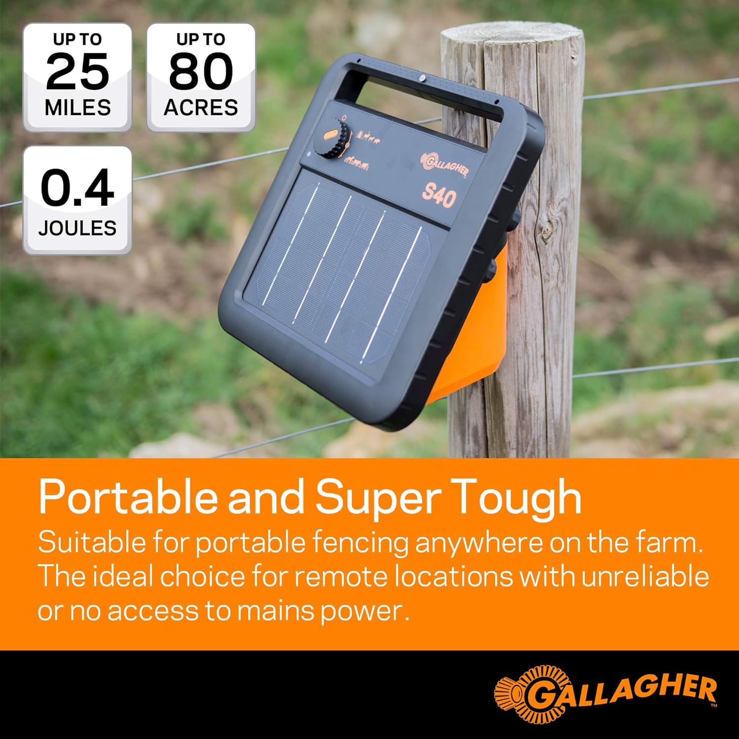 S40 Électrificateur de clôture solaire au lithium - Gallagher