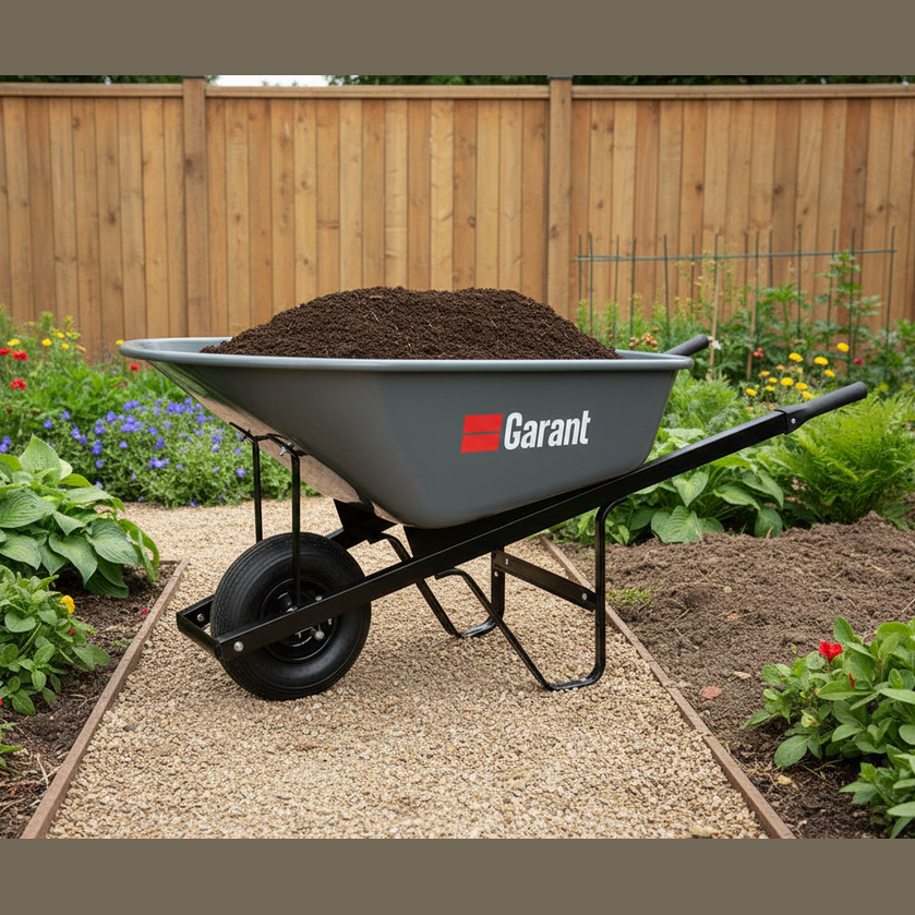 Gardening wheelbarrow, 5 cu ft, steel tub - Guaranteed