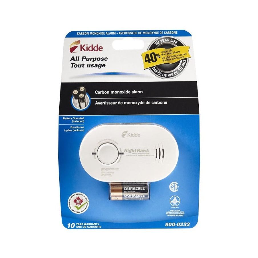 Kidde - NightHawk 900-0233, Battery Operated Carbon Monoxide Alarm, 85dB, White 