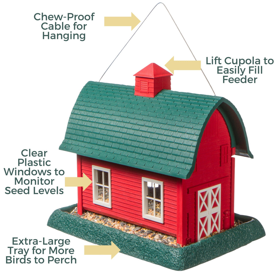 North States Village Collection - Large Bird Feeder, Red Barn 