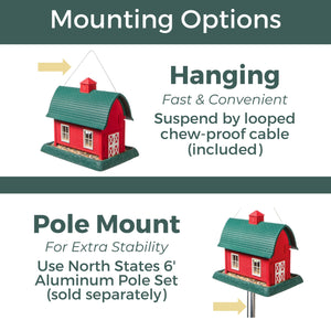 North States Village Collection - Large Bird Feeder, Red Barn 