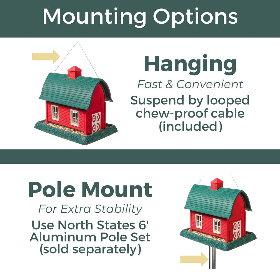 North States Village Collection - Large Bird Feeder, Red Barn 