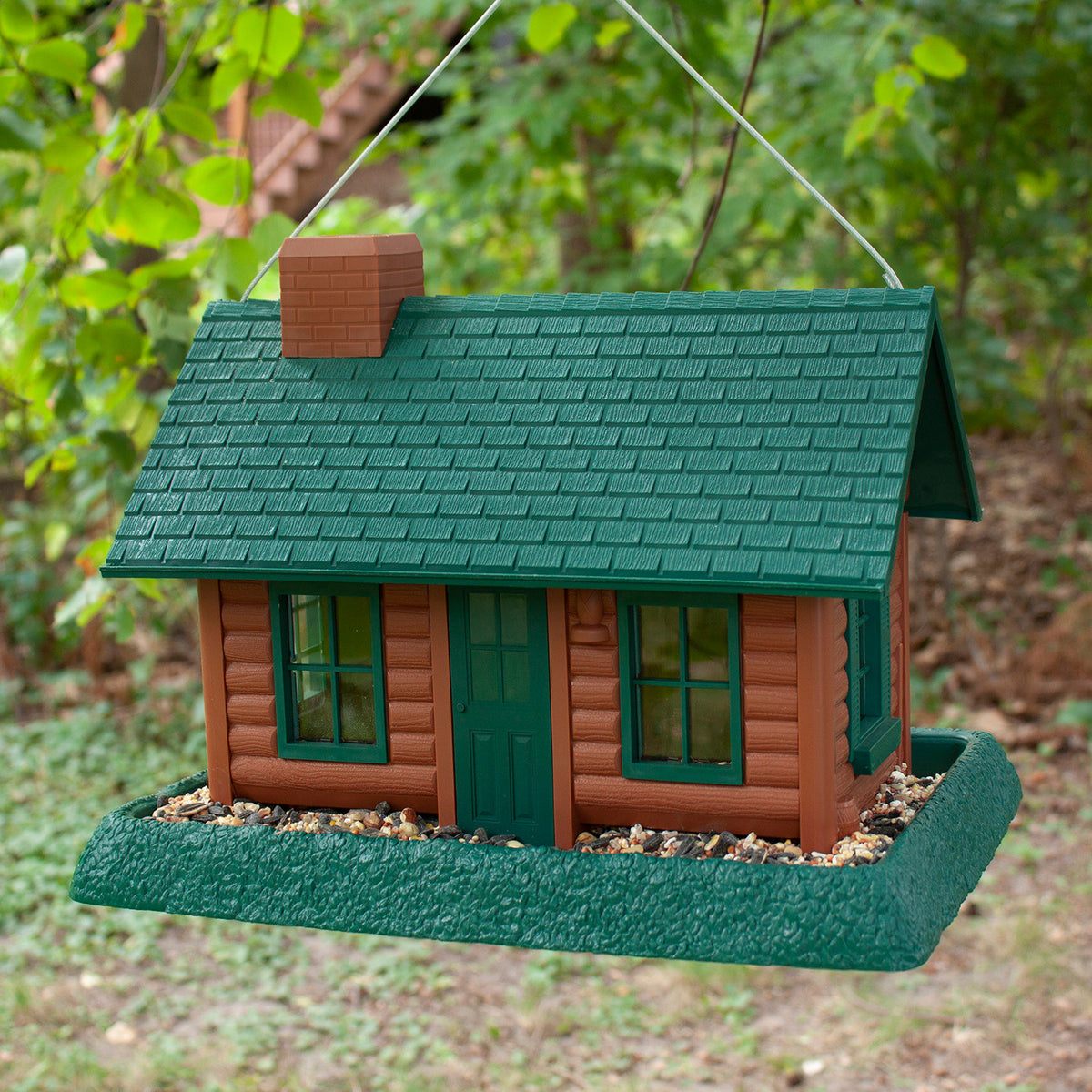 North States Village Collection - Large Log Cabin Birdfeeder