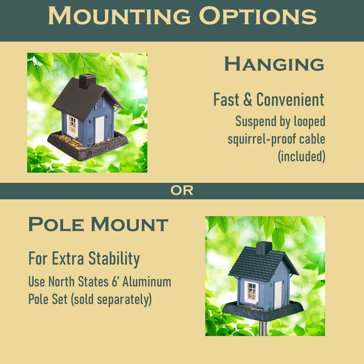 Mangeoire à oiseaux simple, Blue Cottage - North States Village Collection