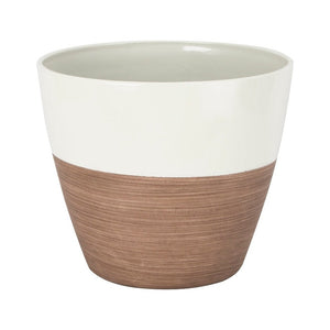 Landscapers Select - Resin Flower Pot, Ivory/Wood Finish 