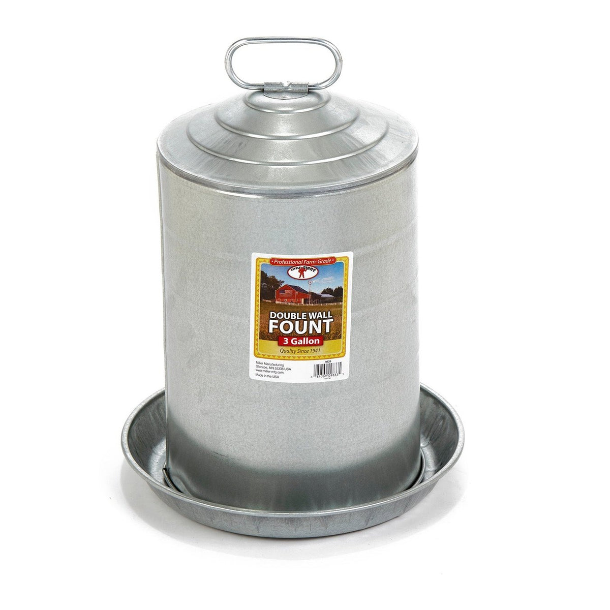 Little Giant - Galvanized Steel Poultry Drinker, 3 Gallons