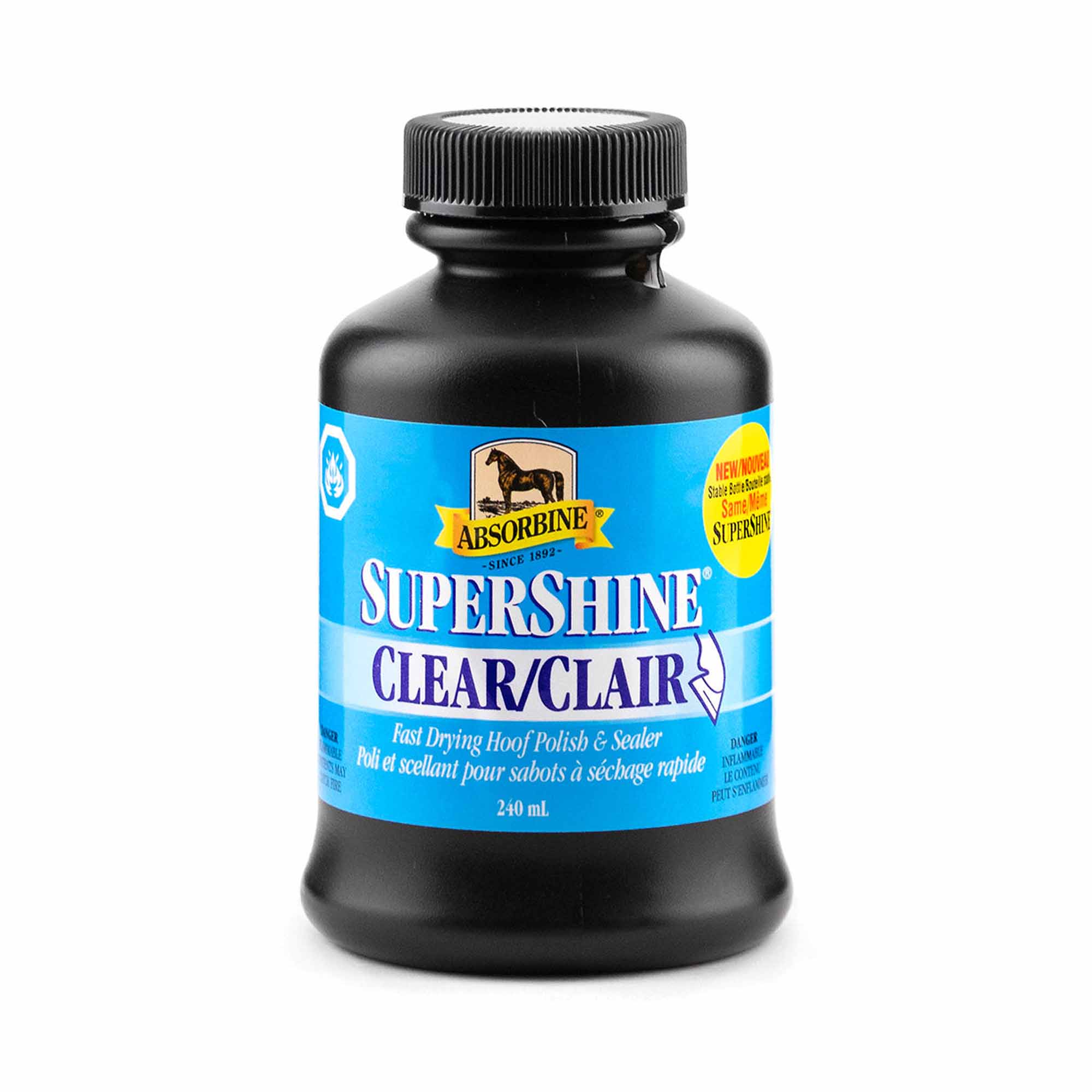 Clear hoof polish and sealant, 240ml - Absorbine Supershine