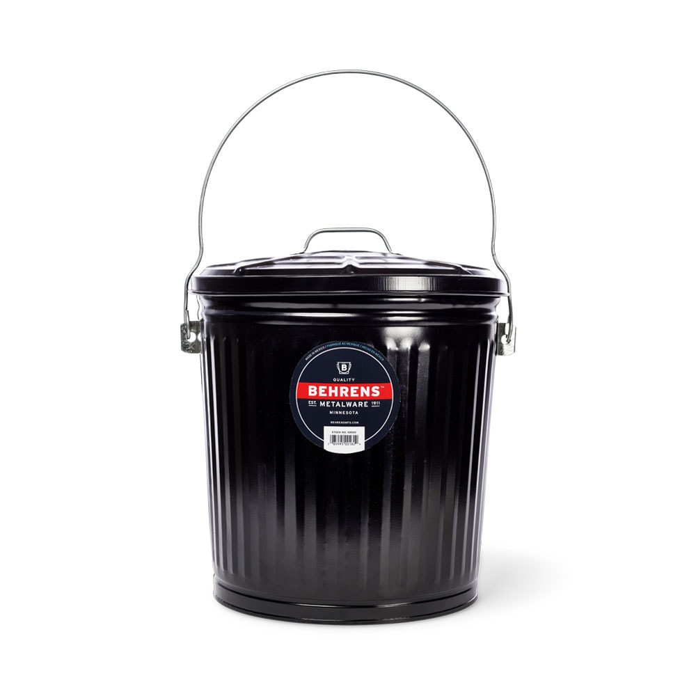 Seau à cendres, 7,5 gal, en acier noire - Behrens