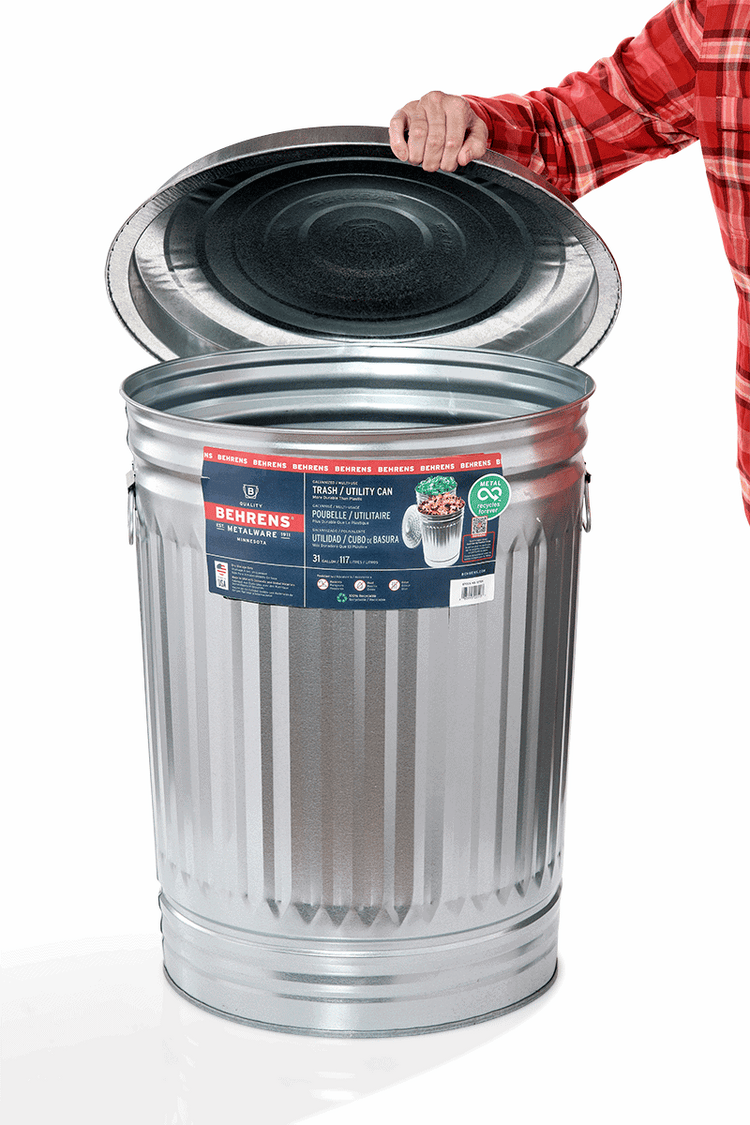 Behrens - 31 Gallon Galvanized Steel Utility / Trash Can with Lid