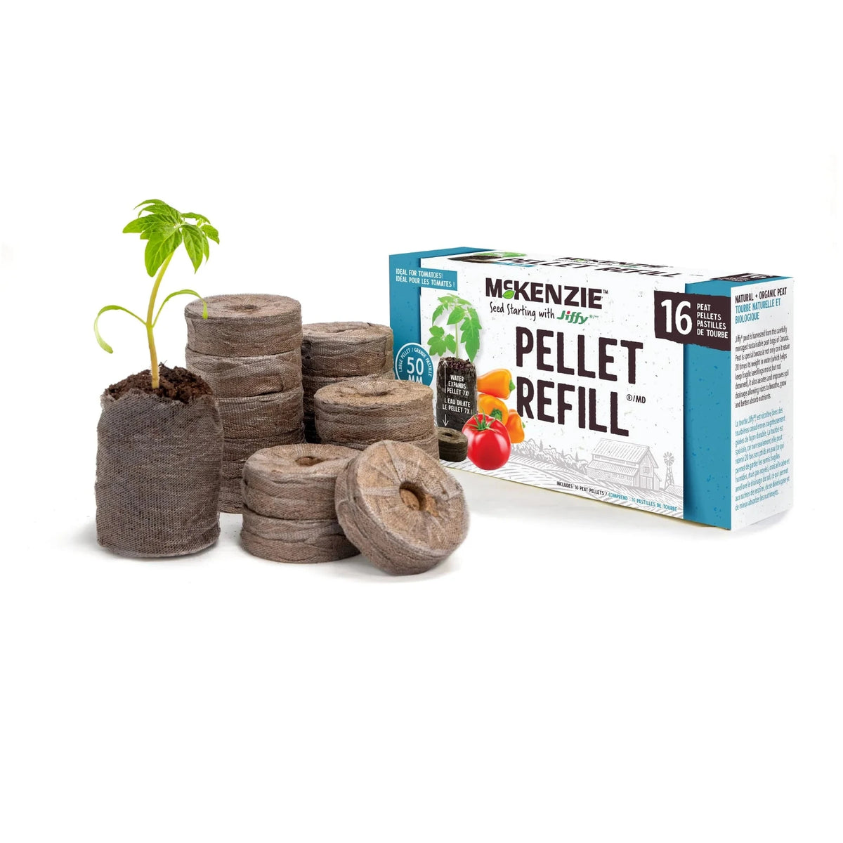 McKenzie - Jiffy 50mm Pellet Refill Pack Comes with 16 Jiffy Pellets