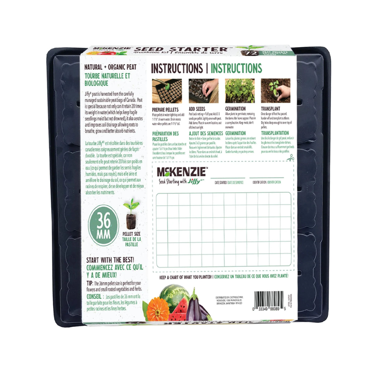 Kit de démarrage de semis, Jiffy, 36 alvéoles, pastilles de tourbe de 36 mm - McKenzie