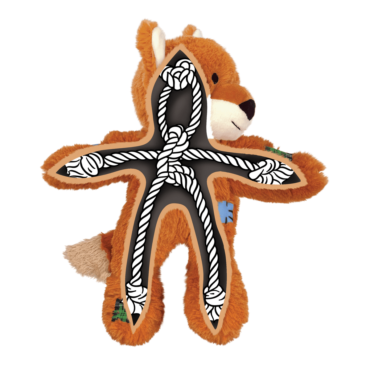 Jouet peluche en forme de renard avec squelette interne en corde, Wild Knots Fox - KONG