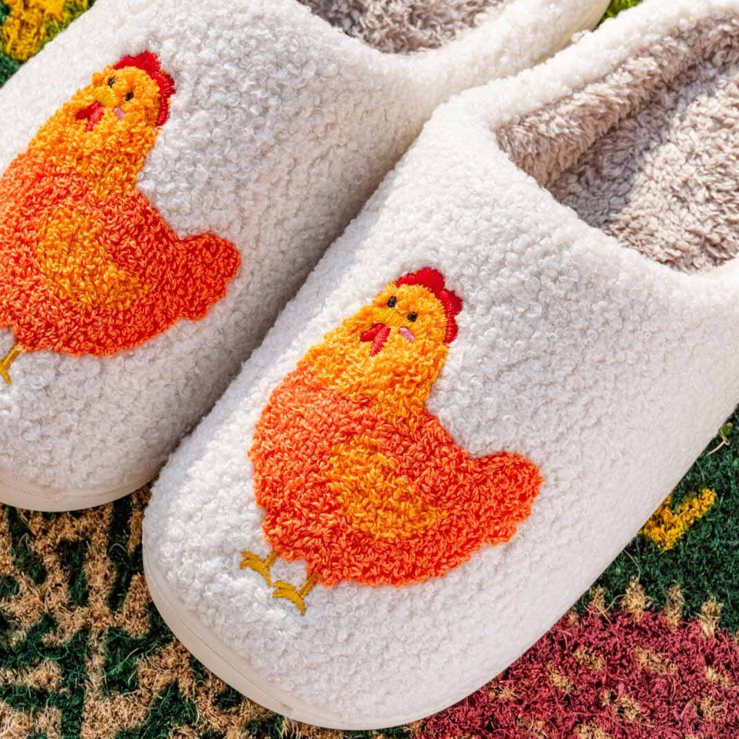 Pantoufles en peluche en forme de poule - American Farm Company