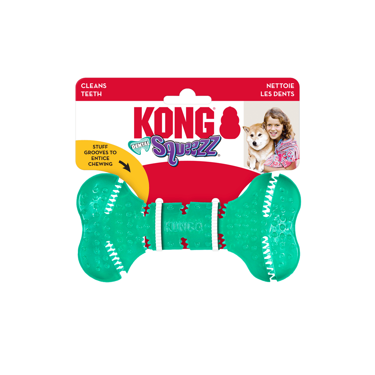 KONG Dental Squeezz, Dental Bone for Dogs - KONG