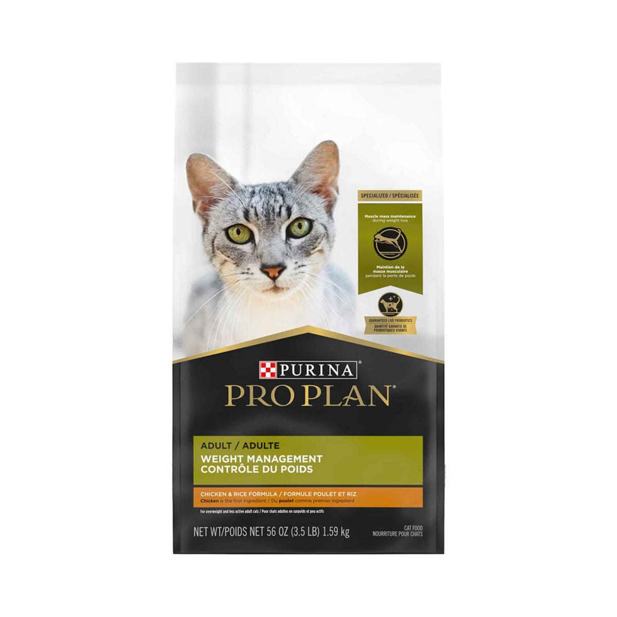 Pro Plan contrôle du poids adulte nourriture sèche pour chats formule poulet et riz - Purina