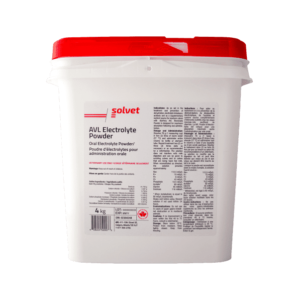 Poudre électrolytique AVL pour veaux de boucherie et veaux laitiers - Solvet