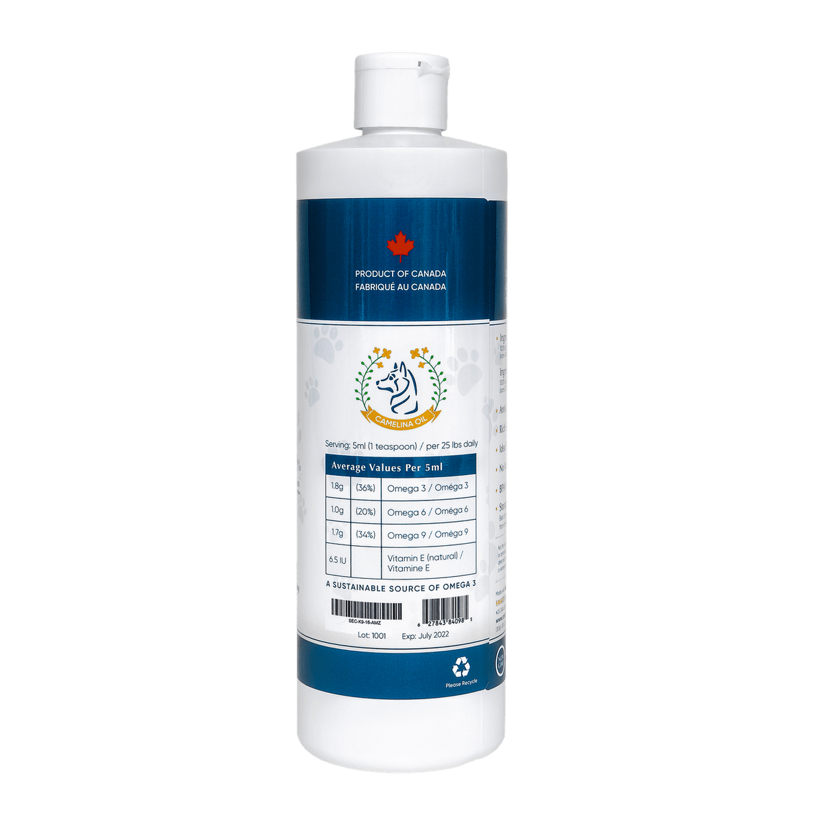 Huile de caméline pour chien, 16 oz - Smart Earth