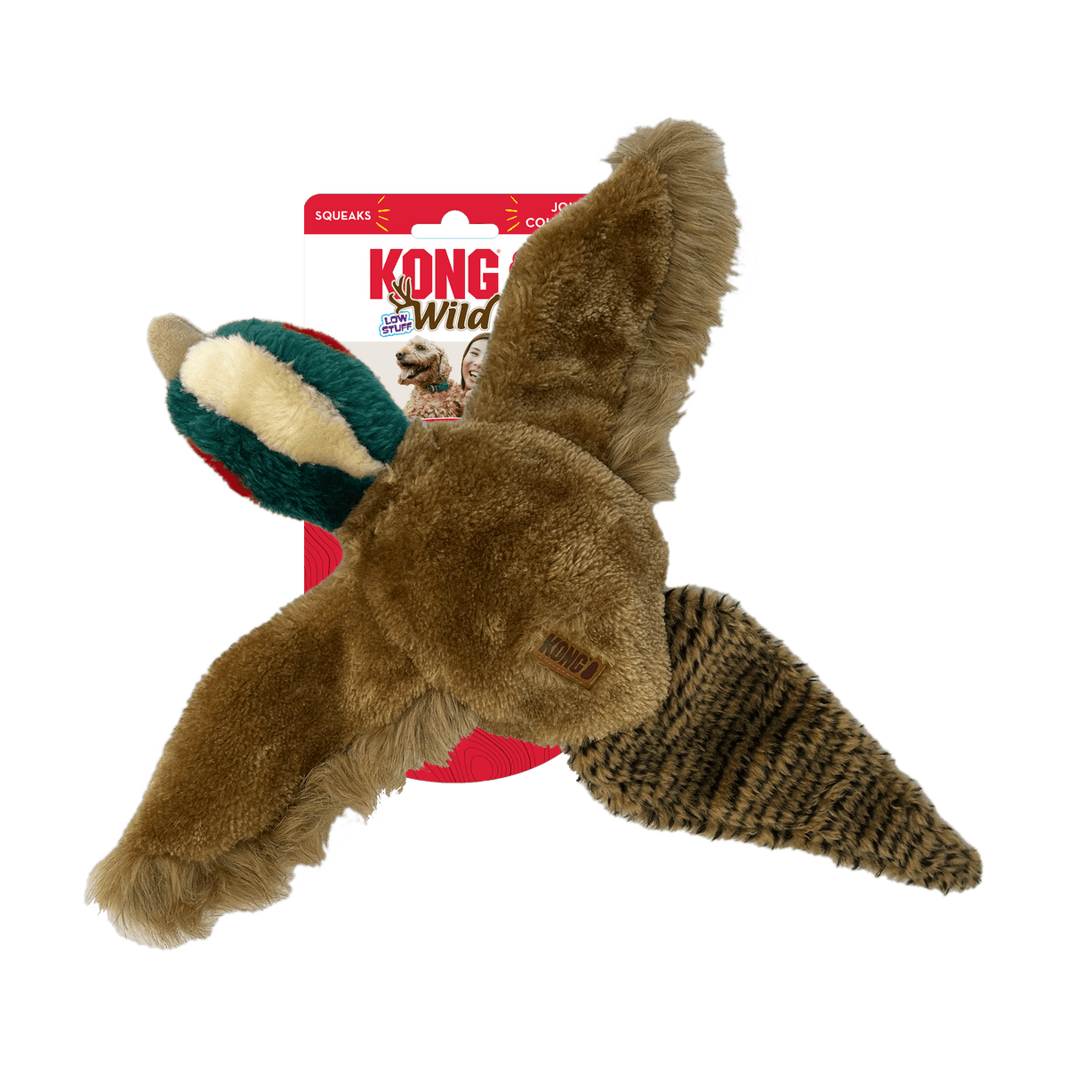 KONG Wild Low Stuff, Pheasant Plush Toy for Dogs, KONG