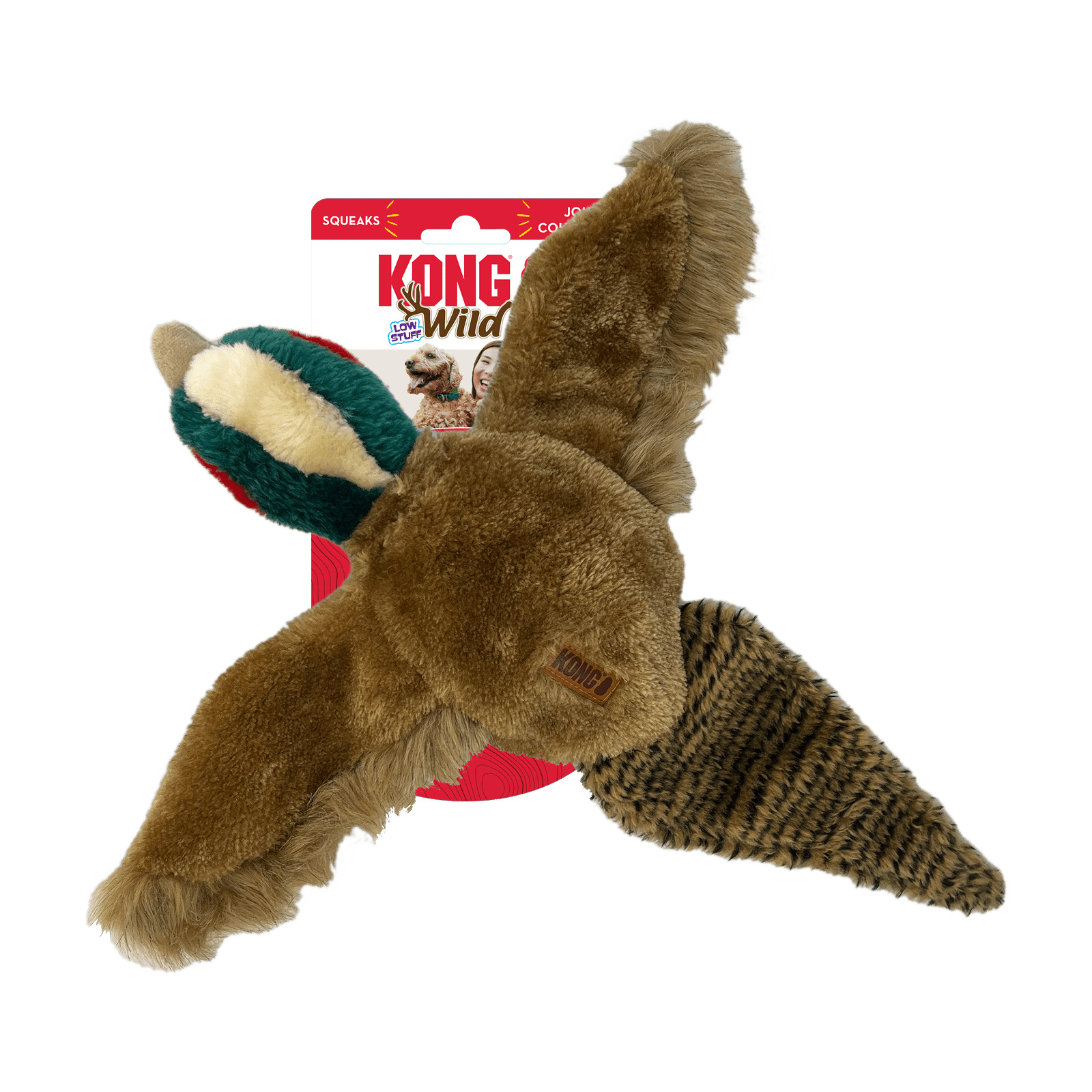 KONG Wild Low Stuff, Pheasant Plush Toy for Dogs, KONG