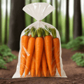 a tied plastic bag of carrots