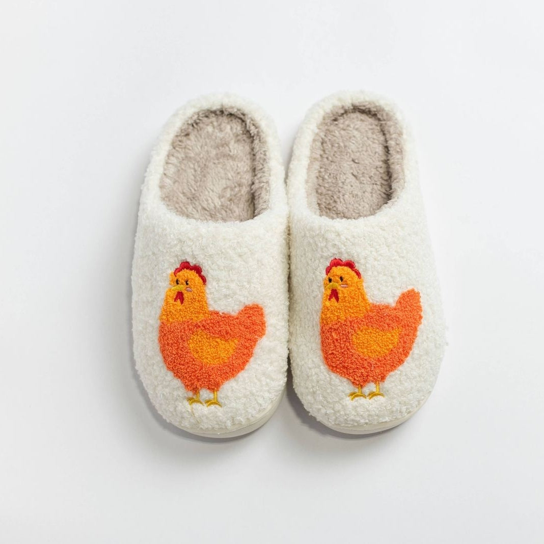 Pantoufles en peluche en forme de poule - American Farm Company