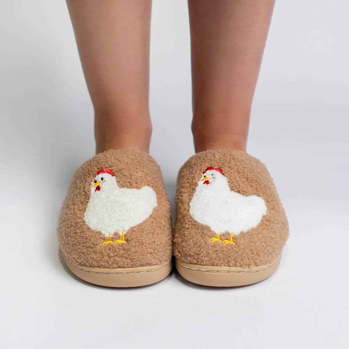 American Farm Company - Brown Chicken Plush Slippers