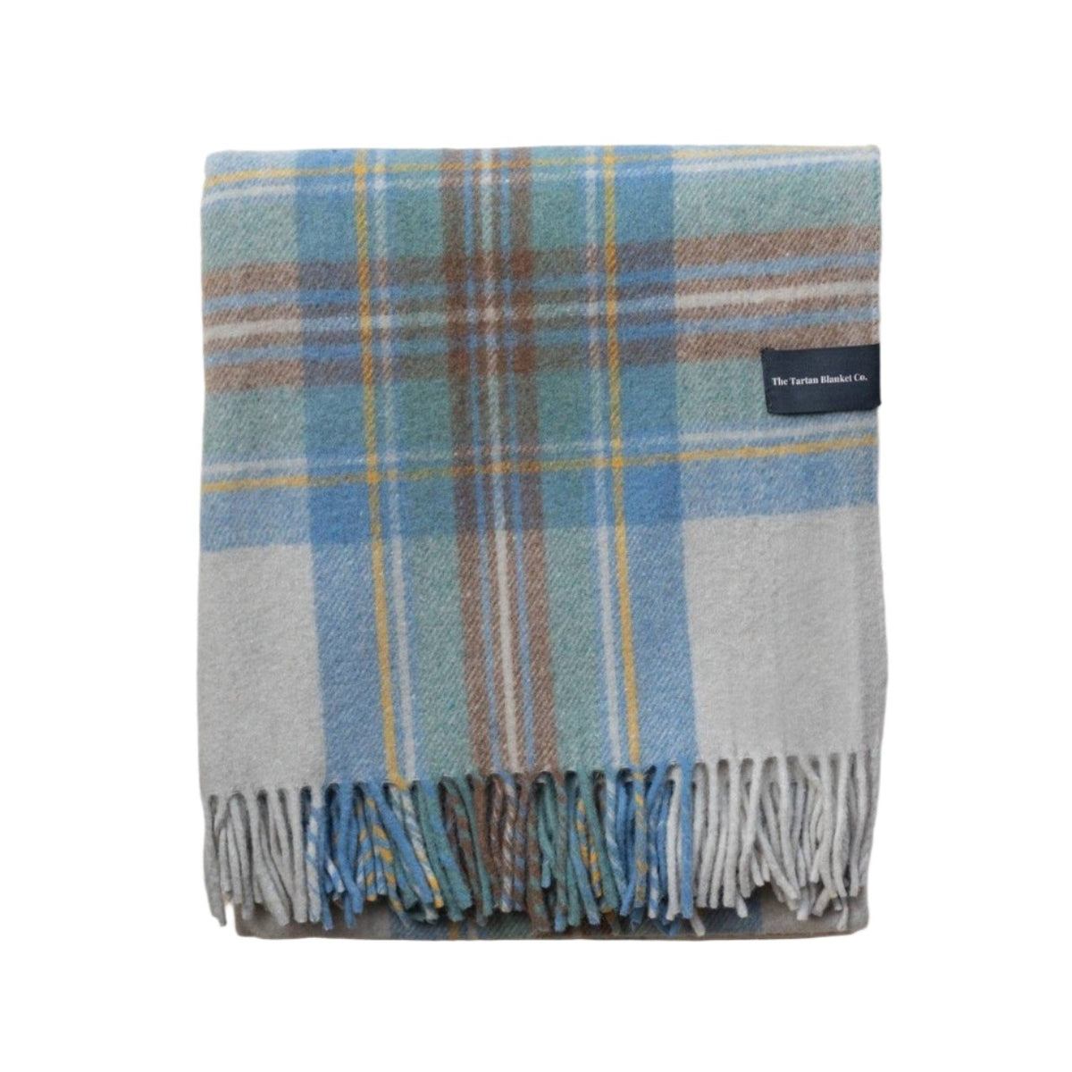 Stewart Blue Plaid Recycled Wool Blanket