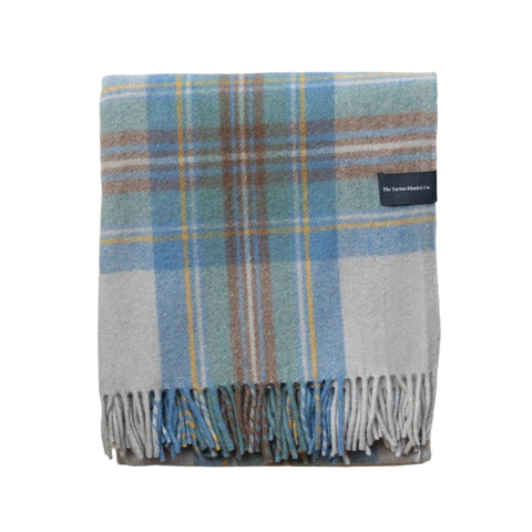 Stewart Blue Plaid Recycled Wool Blanket